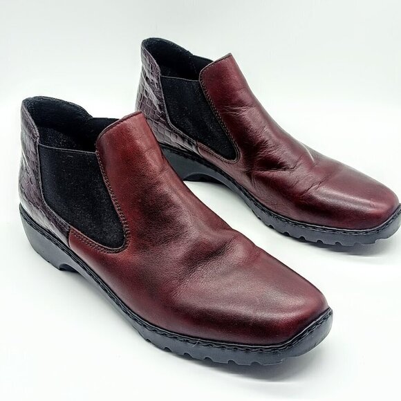 Rieker Chelsea Burgundy Red Leather Ankle Boots - EU42 - Picture 5 of 9